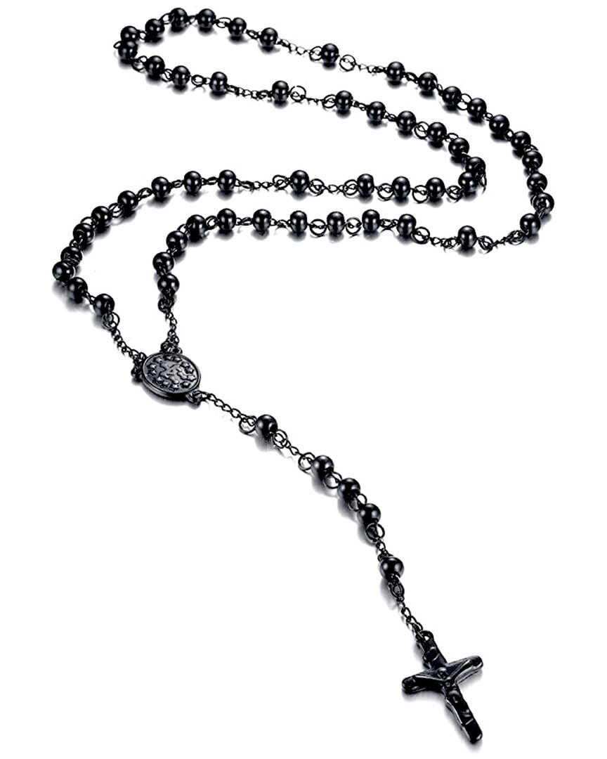 Stephen Oliver Silver Plated Rosary Cross Necklace