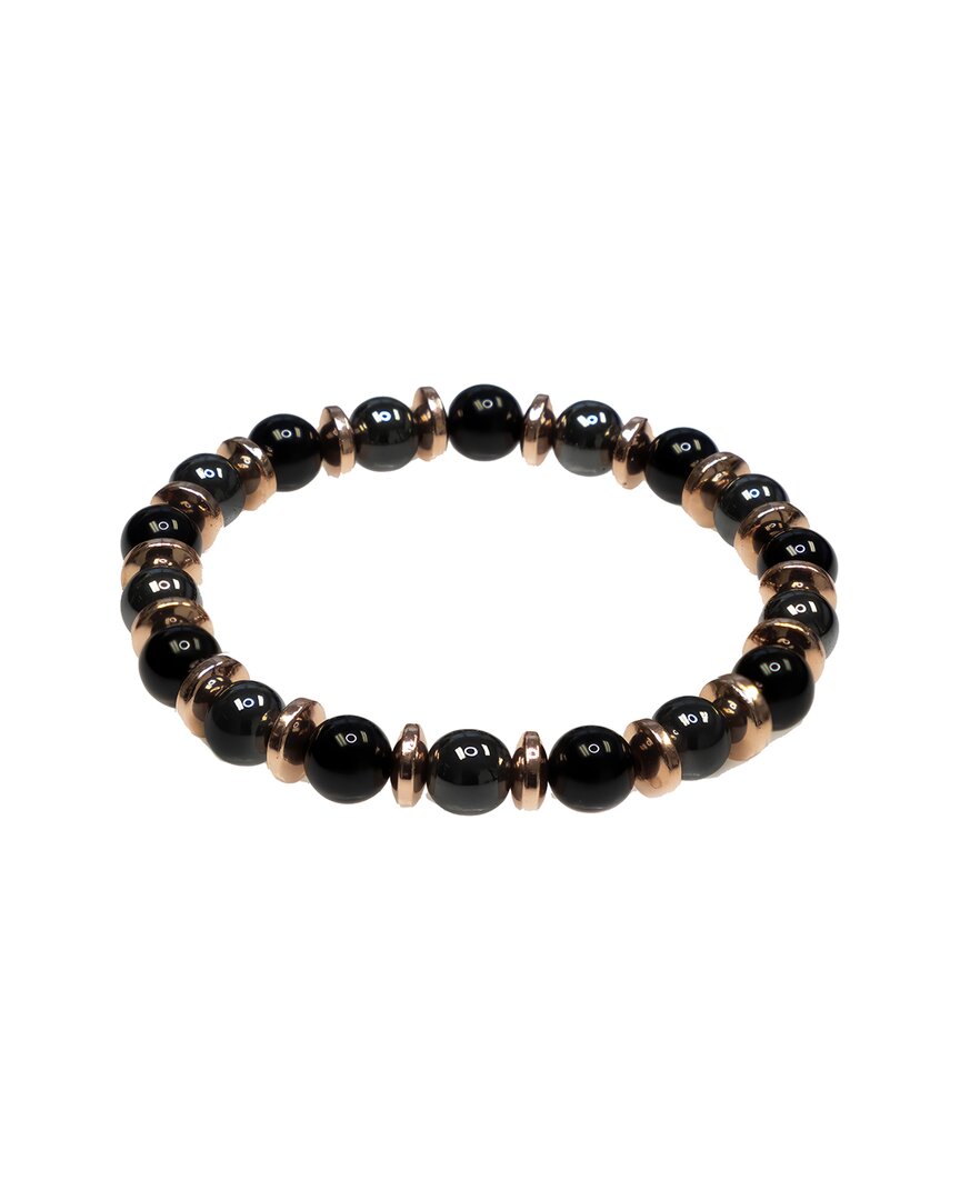 Jean Claude Men's Dell Arte By  Jewelry Rose Goldtone Hematite & Onyx Beaded Bracelet