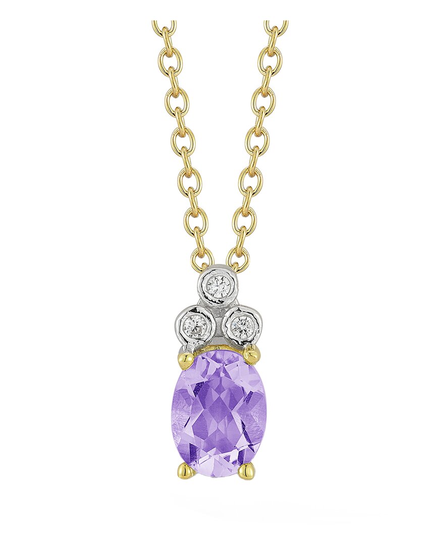 I. Reiss 14k 1.19 Ct. Tw. Diamond & Amethyst Necklace