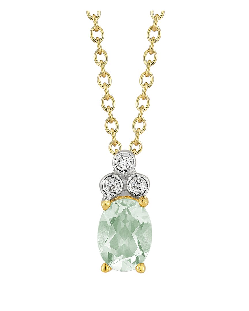 I. Reiss 14k 1.15 Ct. Tw. Diamond & Green Amethyst Necklace