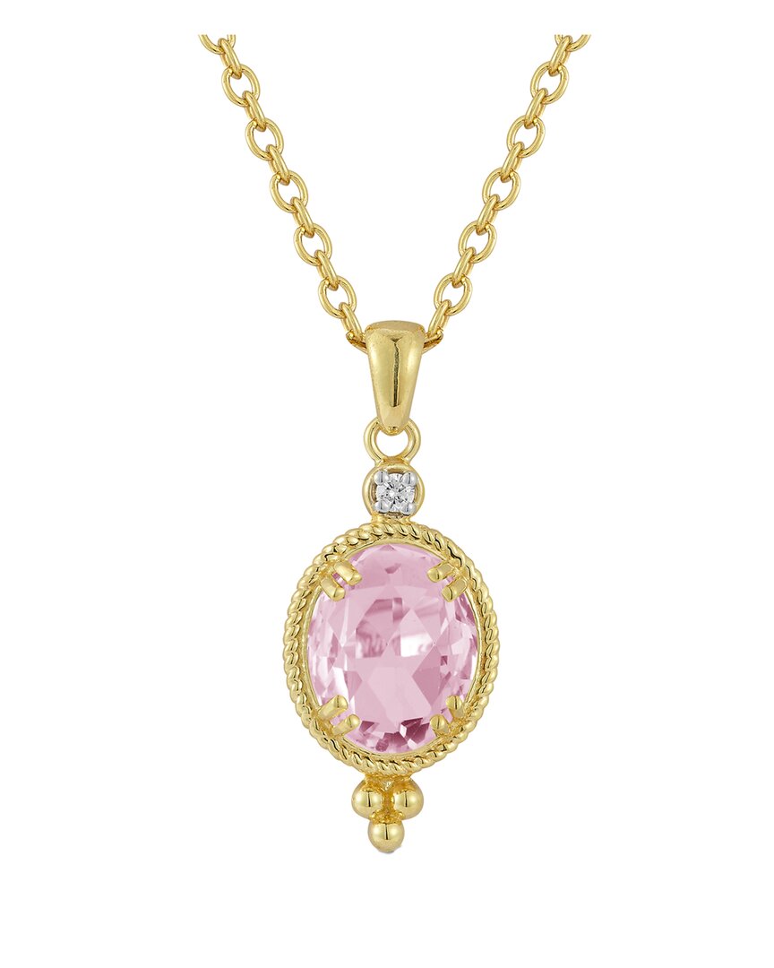 I. Reiss 14k 2.49 Ct. Tw. Diamond & Rose Quartz Necklace