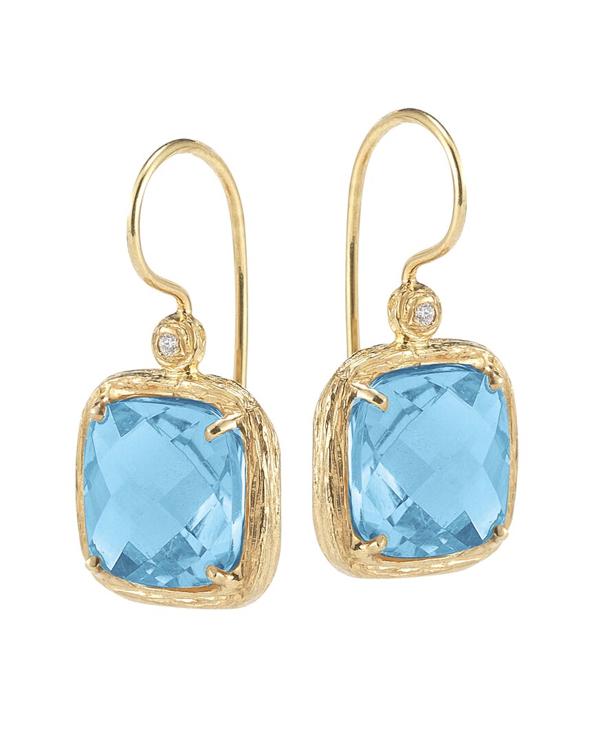 I. Reiss 14k 9.24 Ct. Tw. Diamond & Blue Topaz Earrings