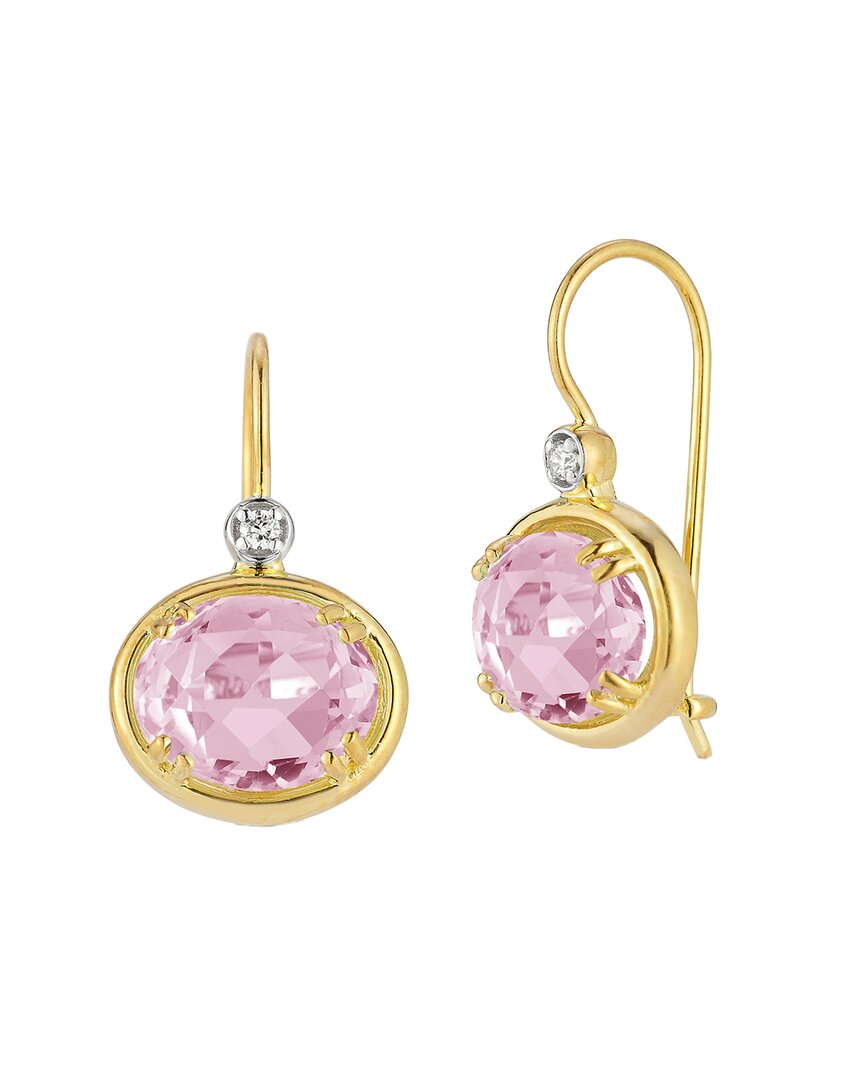 I. Reiss 14k 4.94 Ct. Tw. Diamond & Rose Quartz Earrings