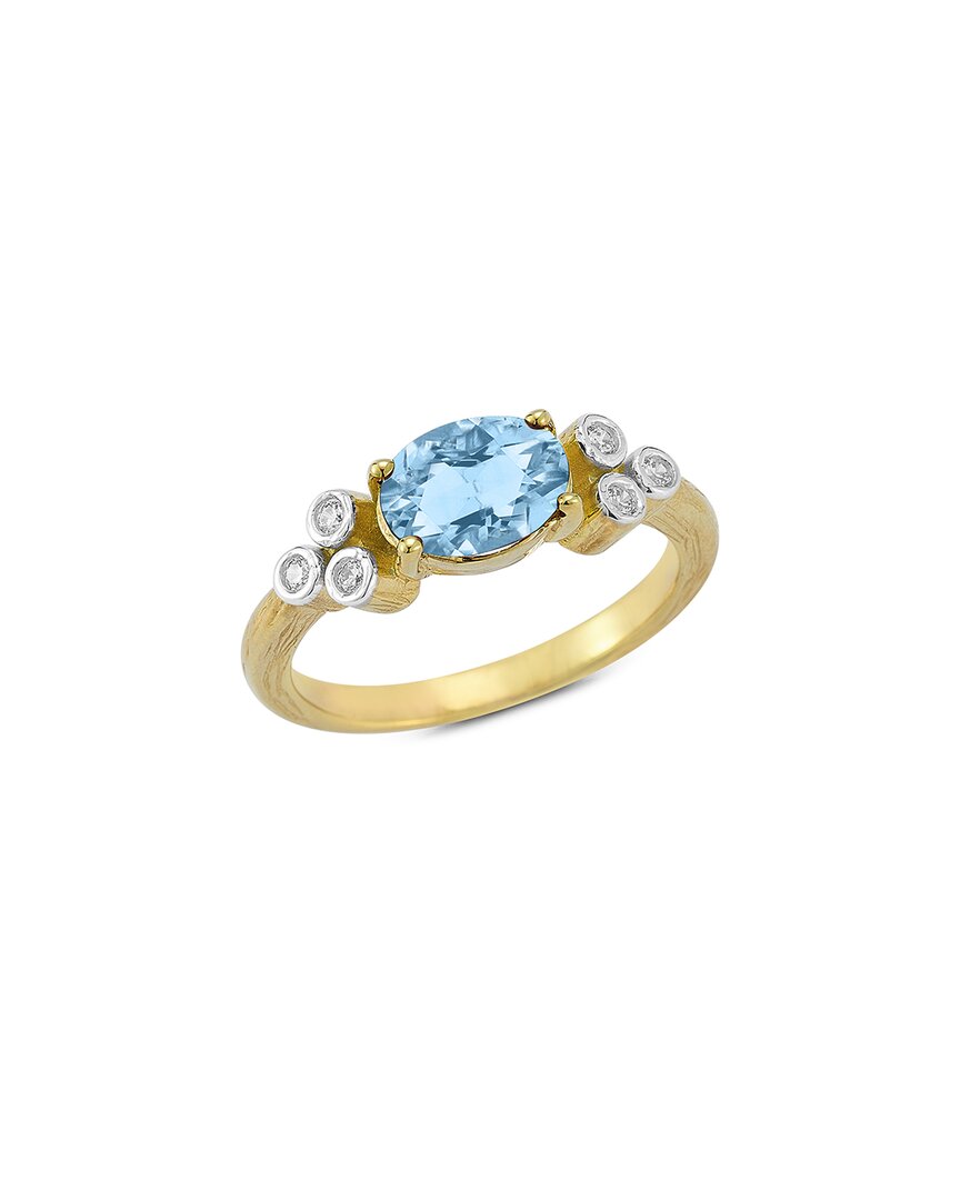 I. Reiss 14k 1.59 Ct. Tw. Diamond & Blue Topaz Cocktail Ring