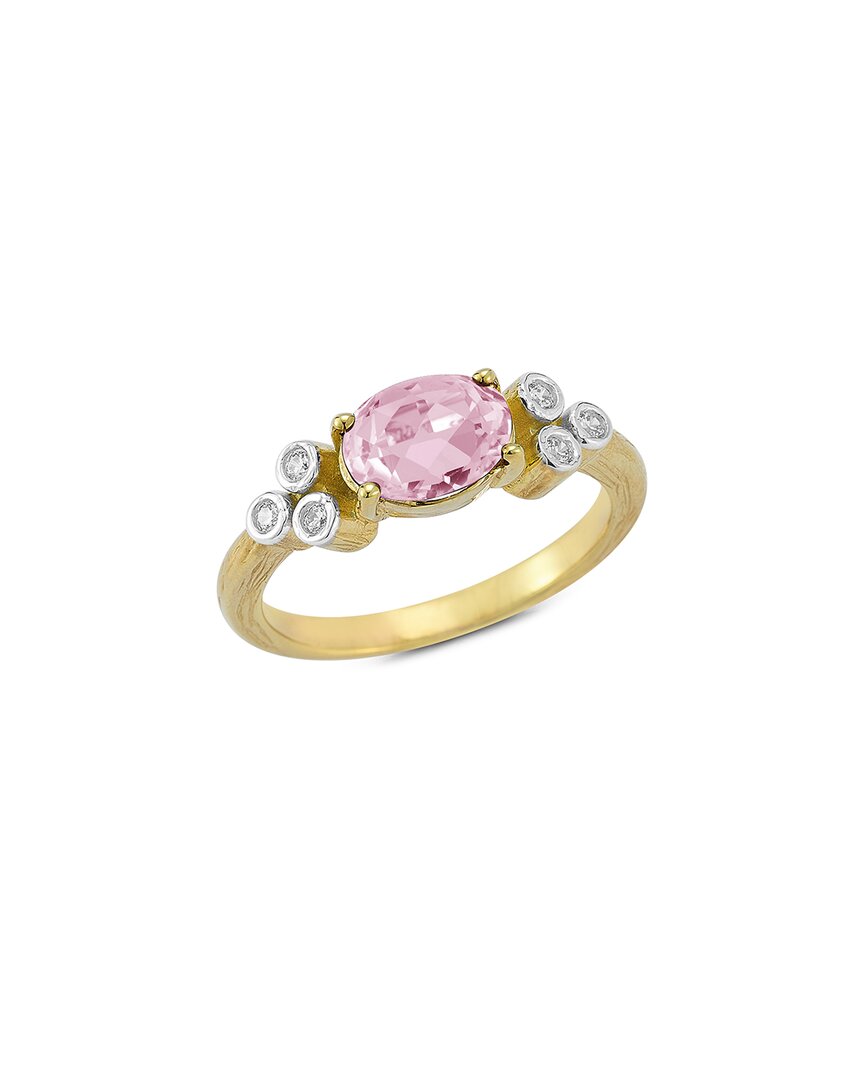 I. Reiss 14k 1.20 Ct. Tw. Diamond & Rose Quartz Cocktail Ring