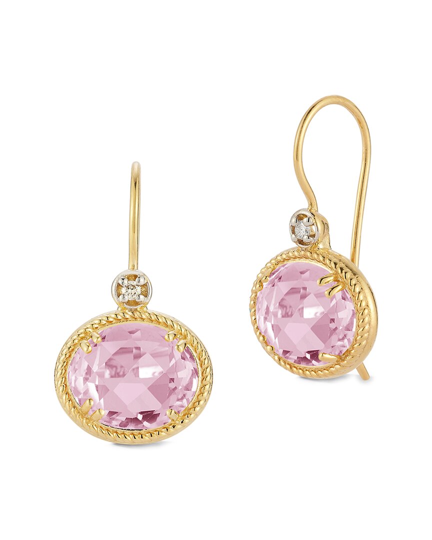 I. Reiss 14k 4.94 Ct. Tw. Diamond & Rose Quartz Earrings