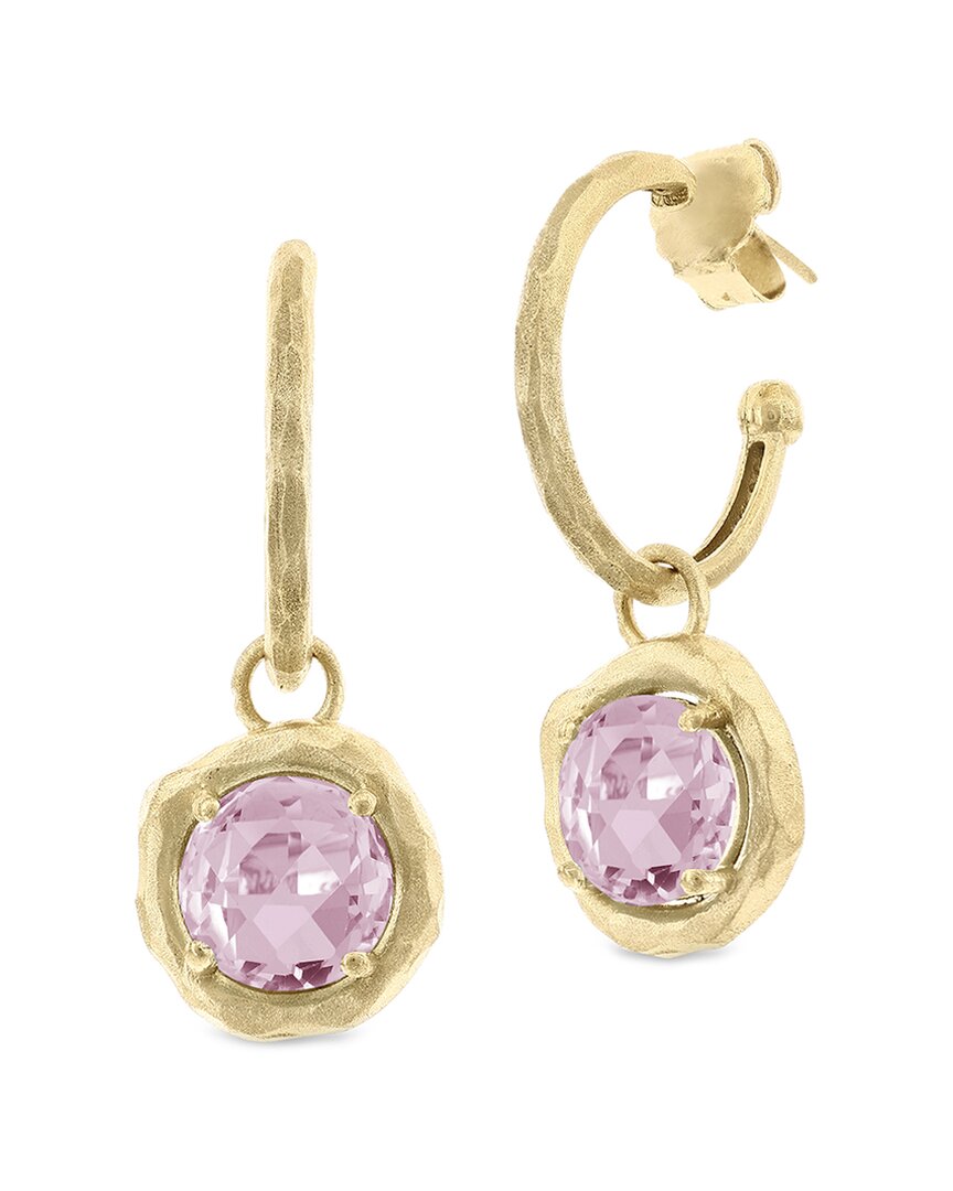 I. Reiss 14k Diamond & Rose Quartz Charm Earrings