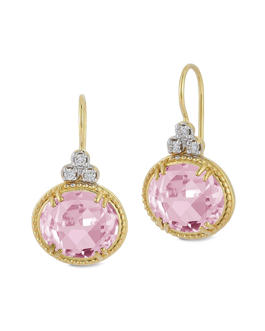 I. Reiss 14k 7.93 Ct. Tw. Diamond & Rose Quartz Earrings