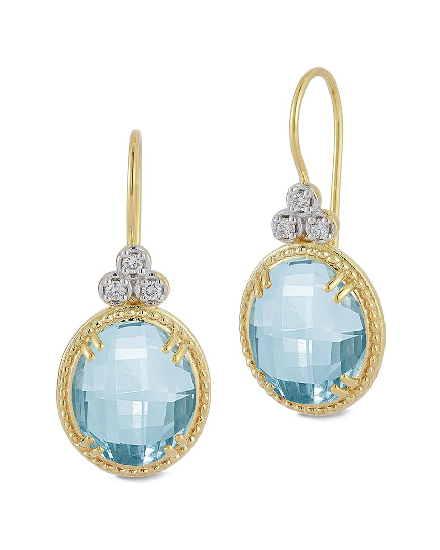 I. Reiss 14k 9.72 Ct. Tw. Diamond & Blue Topaz Drop Earrings