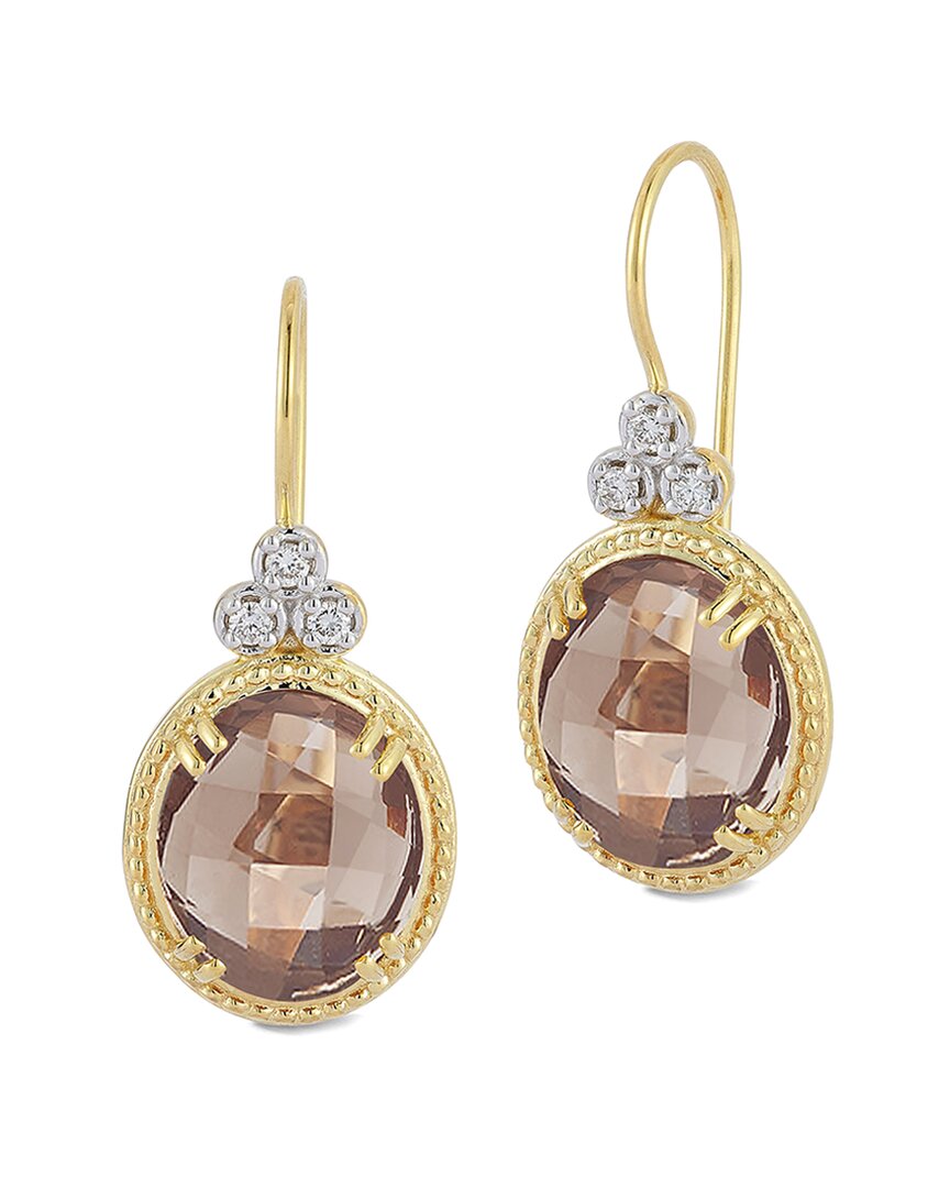 I. Reiss 14k 7.72 Ct. Tw. Diamond & Smokey Topaz Drop Earrings