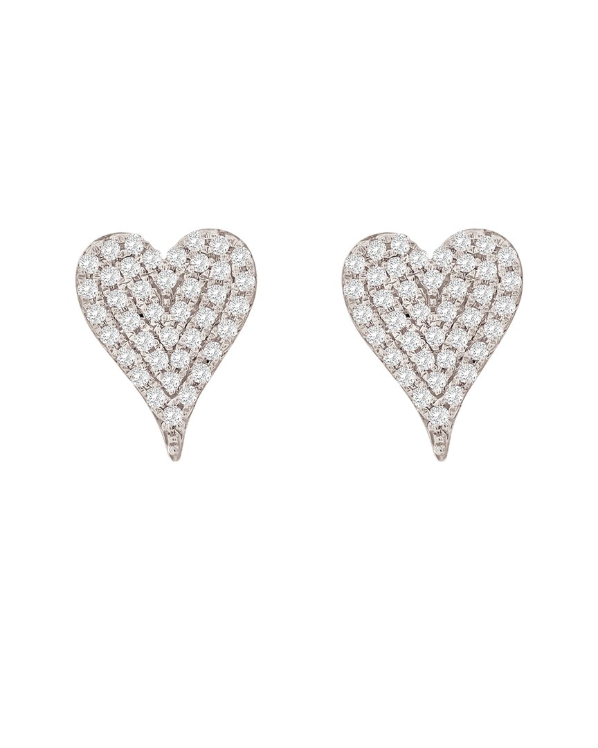Suzy Levian 14k 0.16 Ct. Tw. Diamond Elongated Heart Studs
