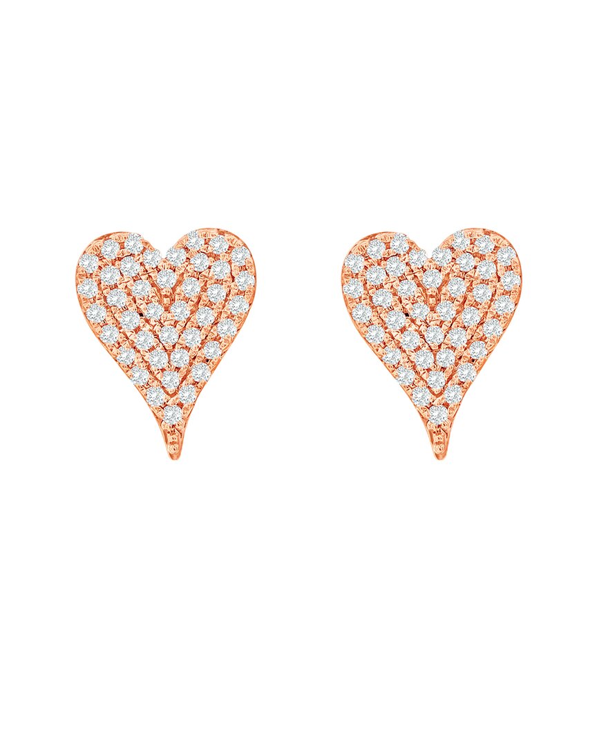 Suzy Levian 14k Rose Gold 0.16 Ct. Tw. Diamond Elongated Heart Studs