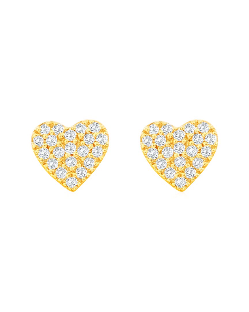 Suzy Levian 14k 0.09 Ct. Tw. Diamond Heart Earrings