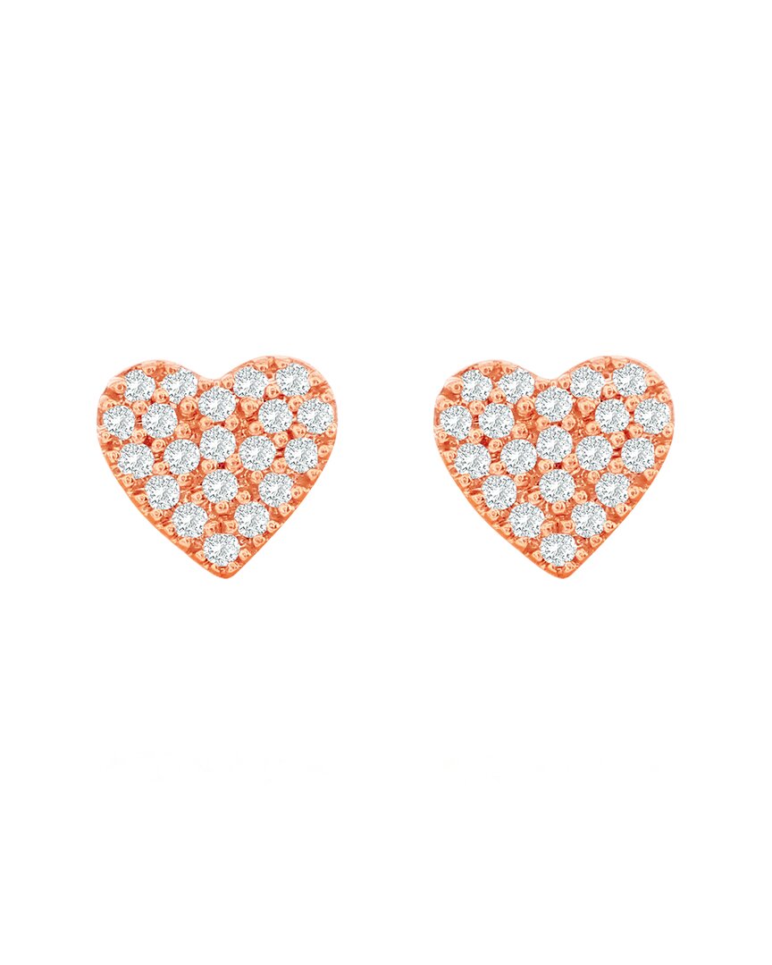 Suzy Levian 14k Rose Gold 0.09 Ct. Tw. Diamond Heart Earrings
