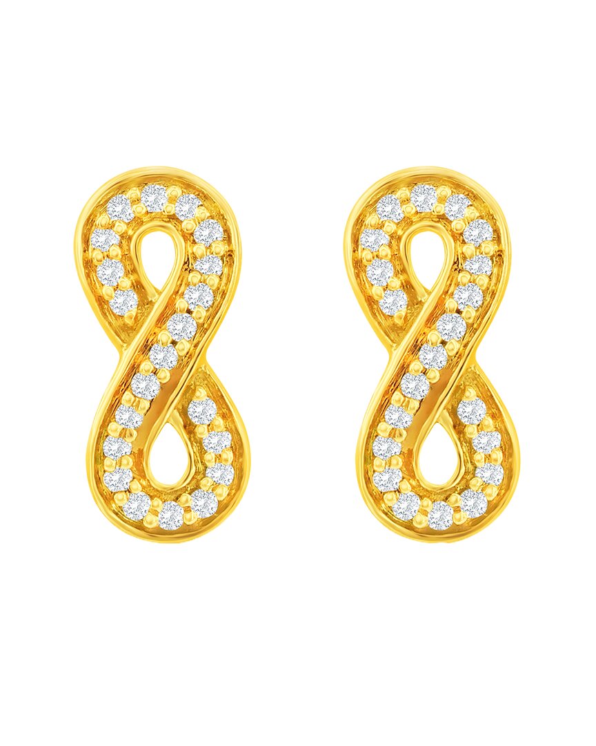 Suzy Levian 14k White Gold .10 Cttw Pave Diamond Infinity Stud Earrings In Gold