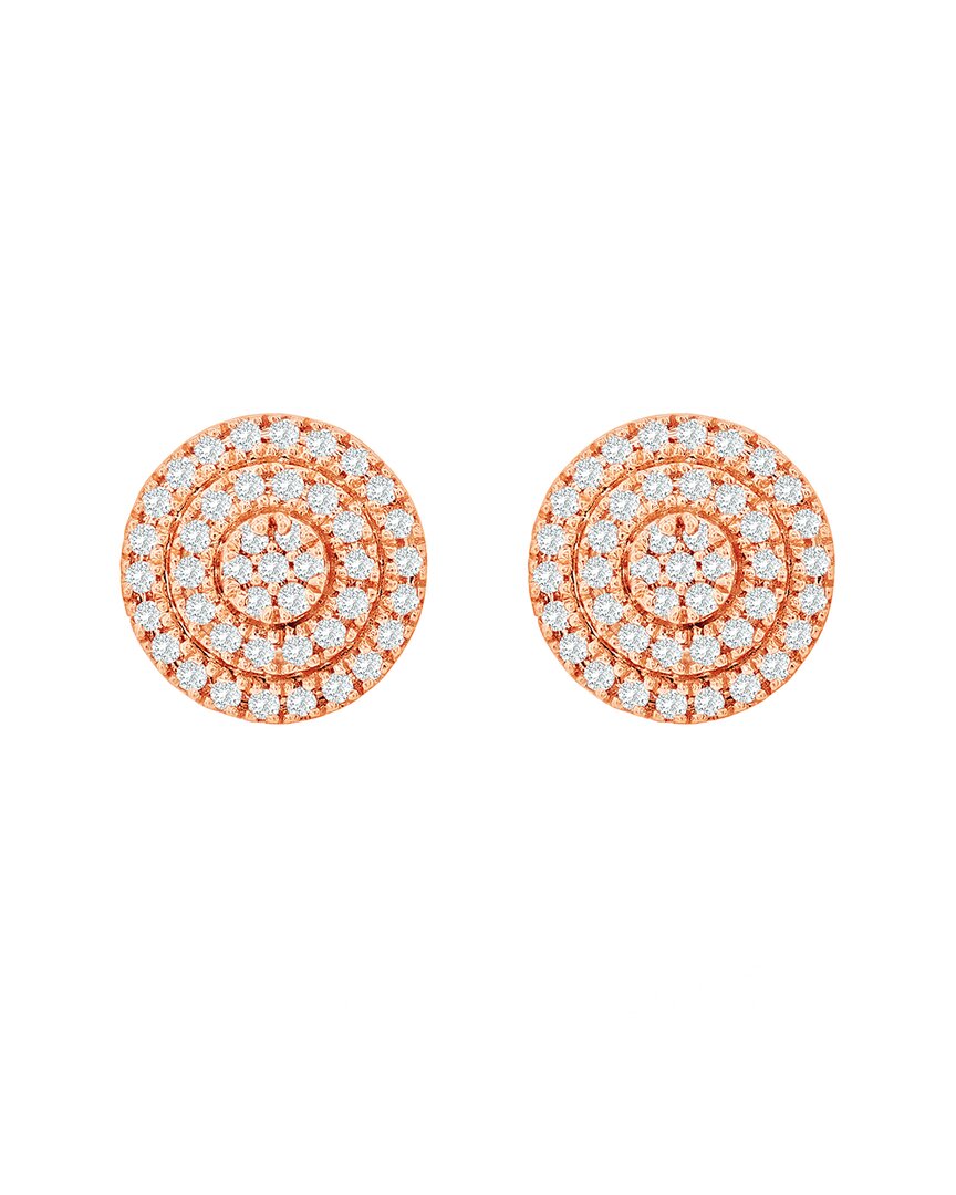 Suzy Levian 14k White Gold .17 Cttw Pave Diamond Round Stud Earrings