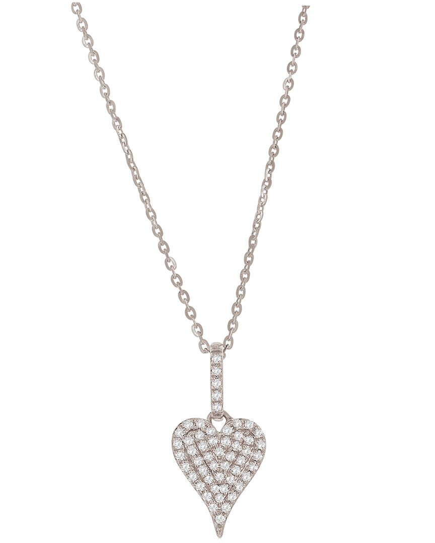 Suzy Levian 14k 0.11 Ct. Tw. Diamond Elongated Heart Necklace