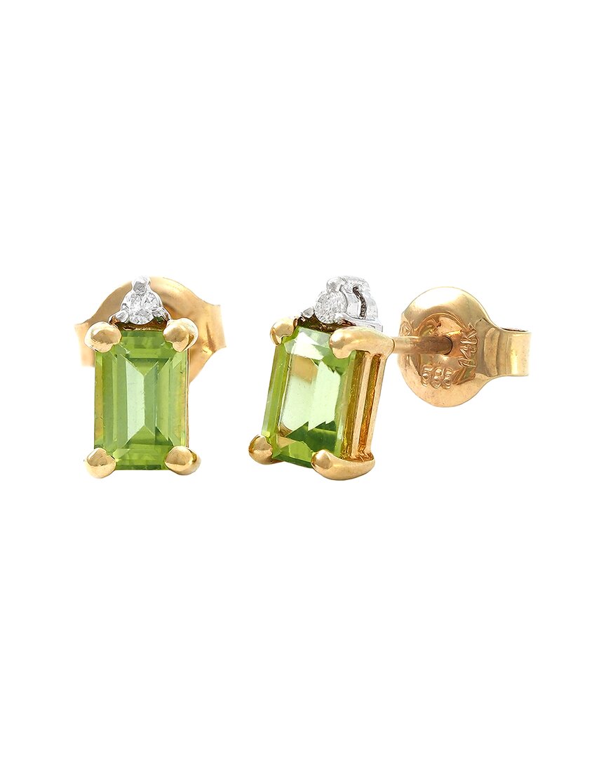 Gemstones 14k 0.93 Ct. Tw. Diamond & Peridot Studs
