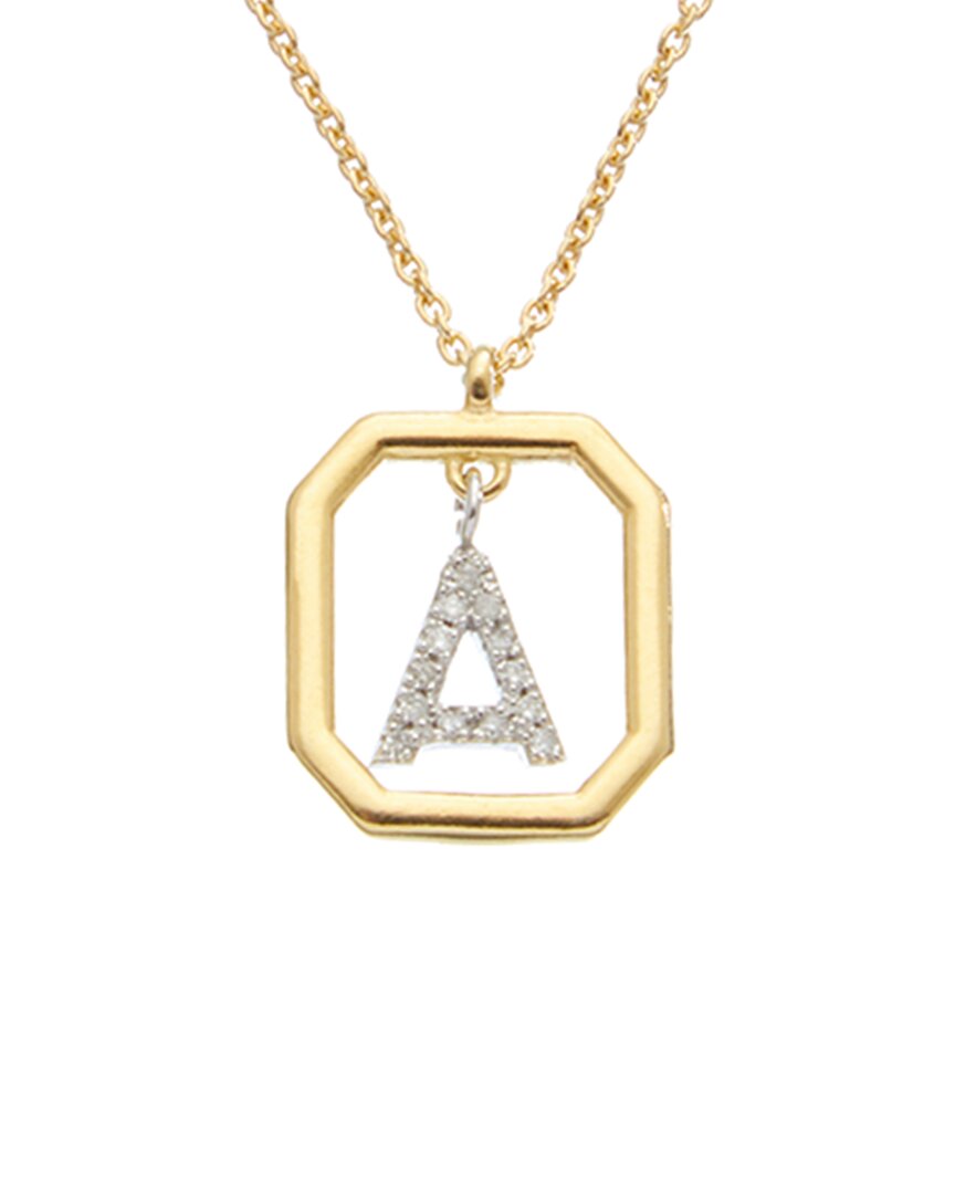 Italian Gold Over Silver 18k  0.15 Ct. Tw. Diamond Initial Necklace