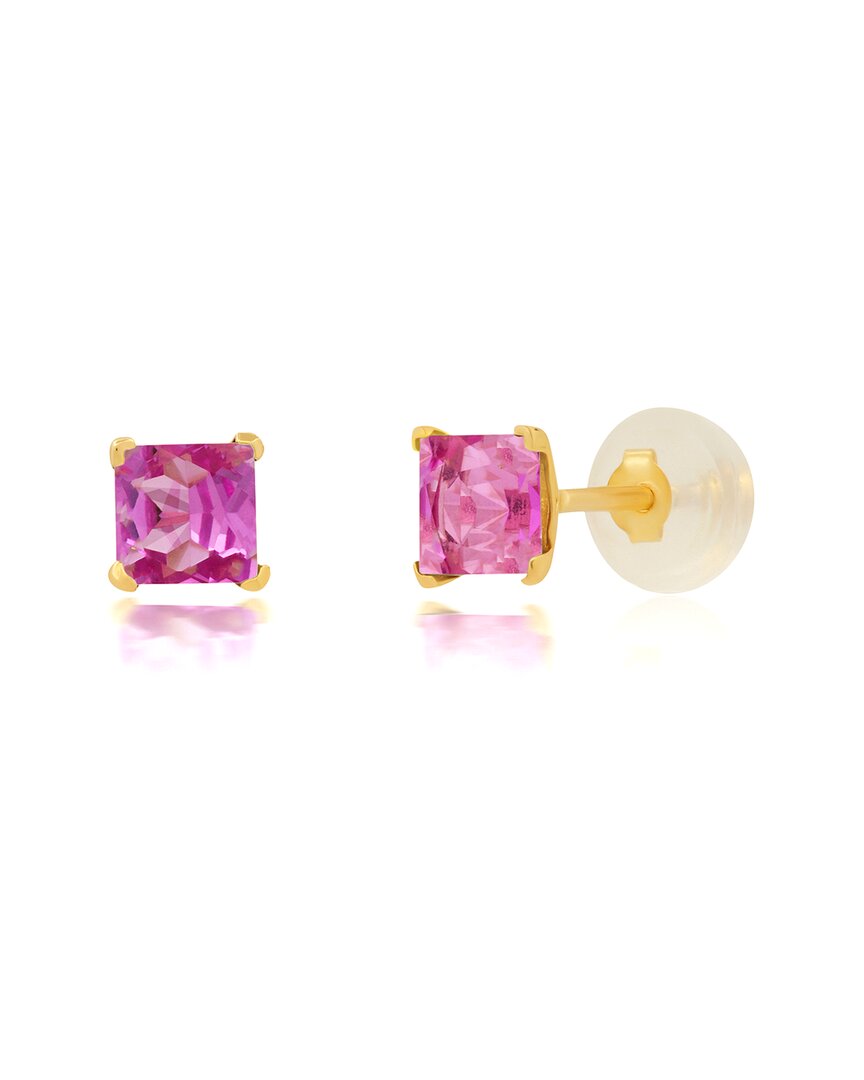 Maxcolor 14k 0.70 Ct. Tw. Lab-grown Pink Sapphire Studs
