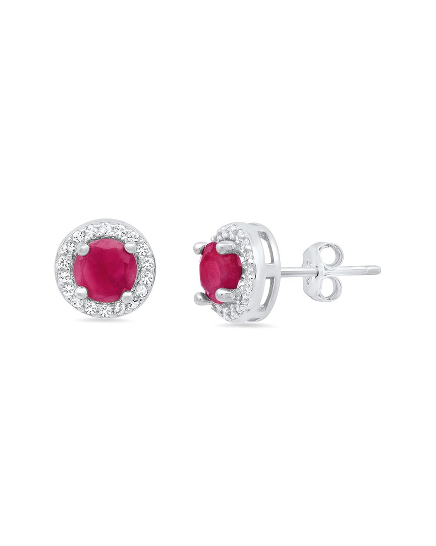 Maxcolor Silver 0.68 Ct. Tw. Ruby Studs