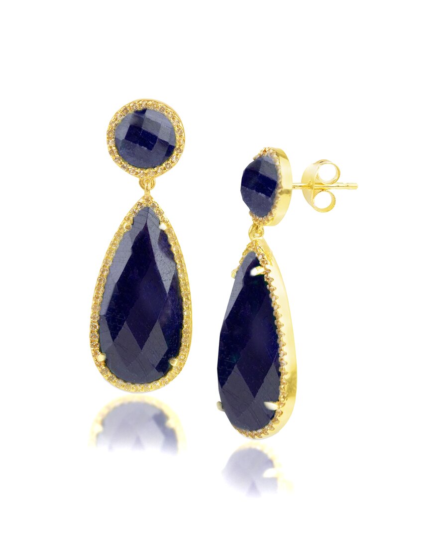 Maxcolor 18k Over Silver 2.20 Ct. Tw. Blue Sapphire Dangle Earrings