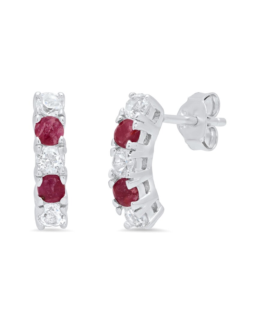 Maxcolor Silver 0.30 Ct. Tw. Ruby Studs
