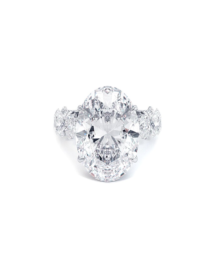 Lab Grown Diamonds 10 Carat Oval Cut Lucida Set 4.40 Side Diamonds Wh