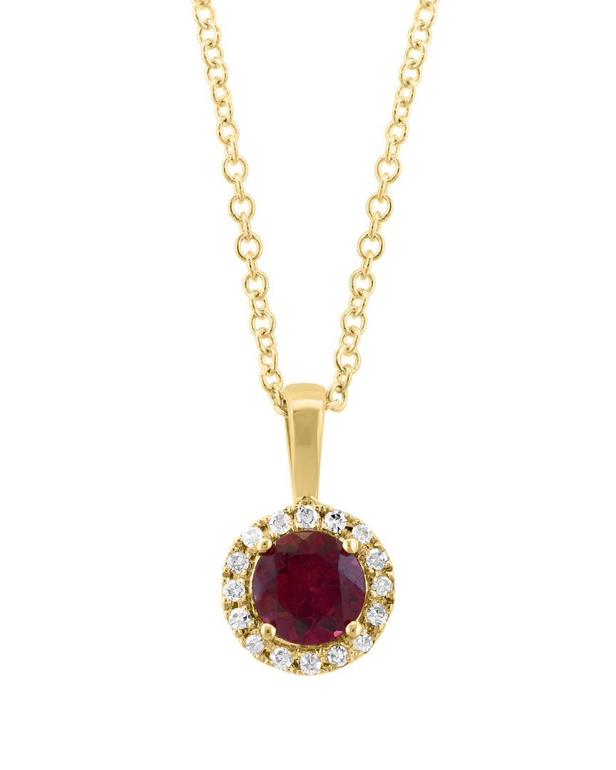 Effy Fine Jewelry 14k 0.61 Ct. Tw. Diamond & Rhodolite Pendant Necklace