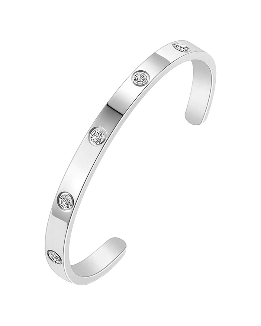 Stephen Oliver Silver Plated Cz Essential Bangle Bracelet In Metallic