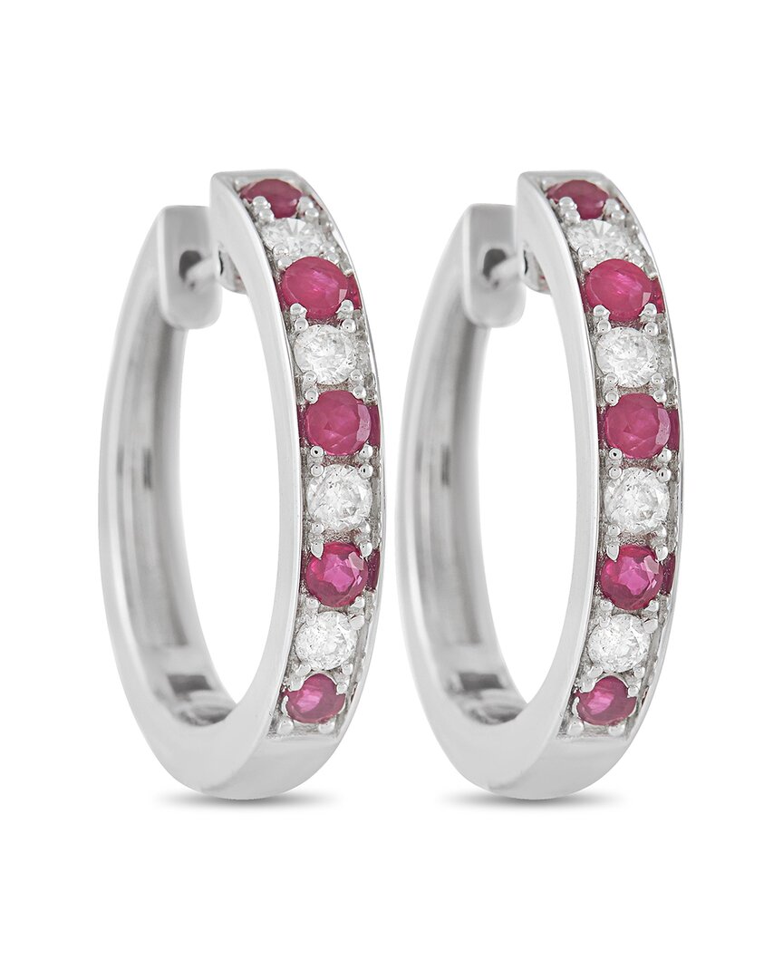 Diamond Select Cuts 14k 0.67 Ct. Tw. Diamond & Ruby Hoops
