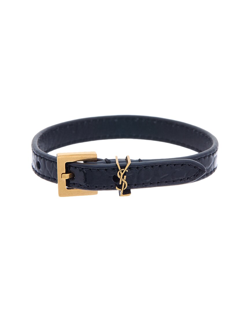 Gucci Gg Leather Bracelet In Blue