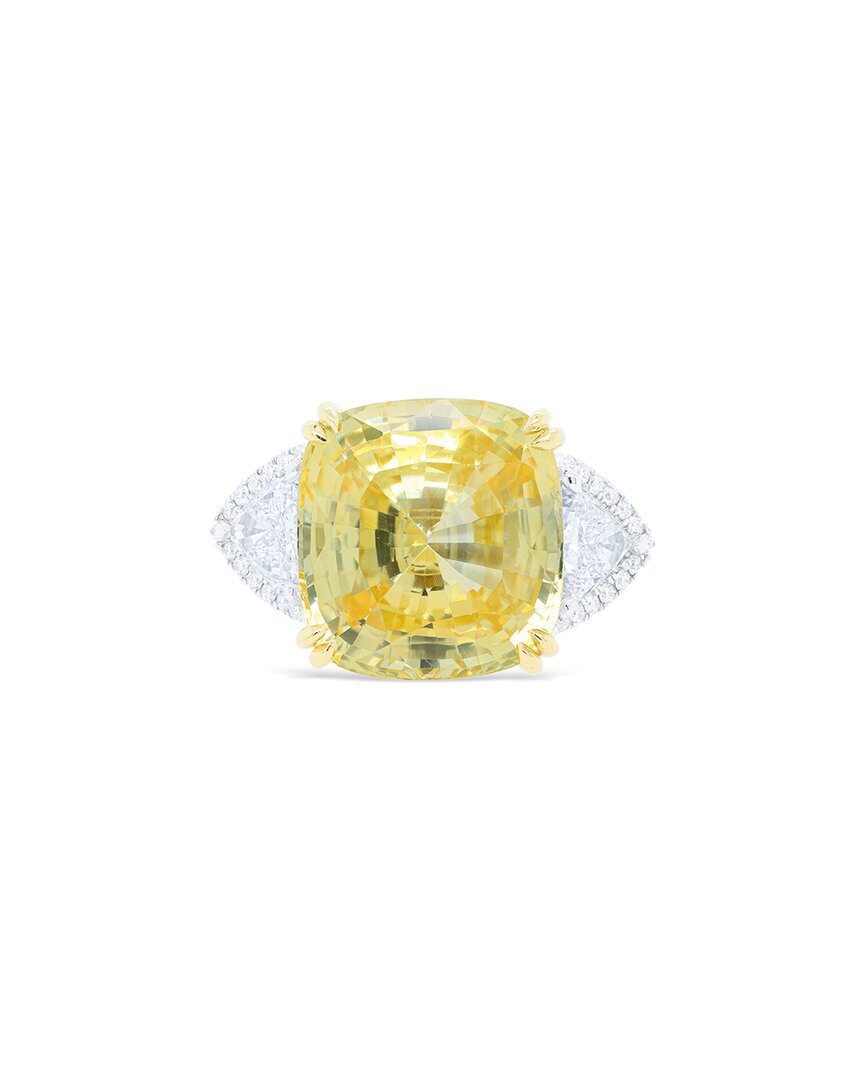 DIANA M. DIANA M. FINE JEWELRY 18K 25.93 CT. TW. DIAMOND & YELLOW SAPPHIRE THREE-STONE RING