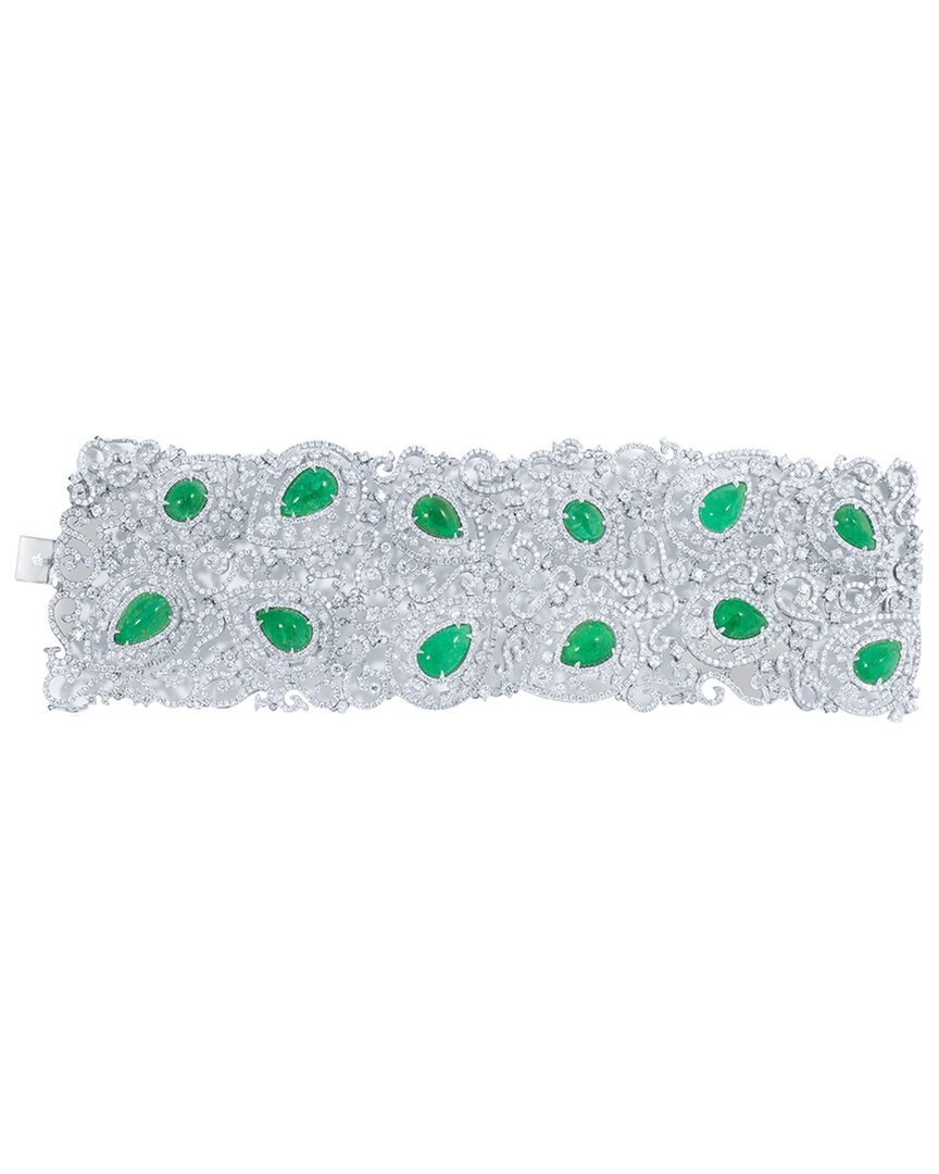 Diana M. Fine Jewelry 18k 85.23 Ct. Tw. Lab-grown Diamond & Emeralds Bracelet