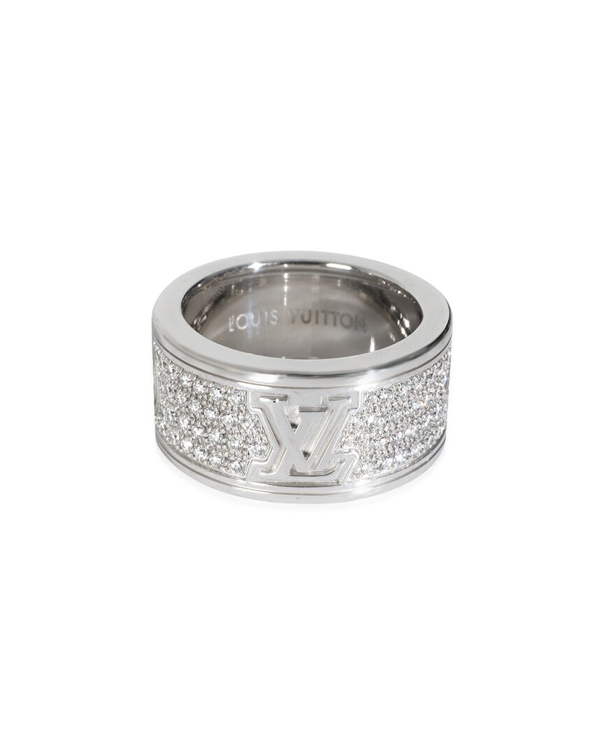 Pre-owned Louis Vuitton White Gold Diamond Les Gastons Large Ring (authentic Pre-loved)