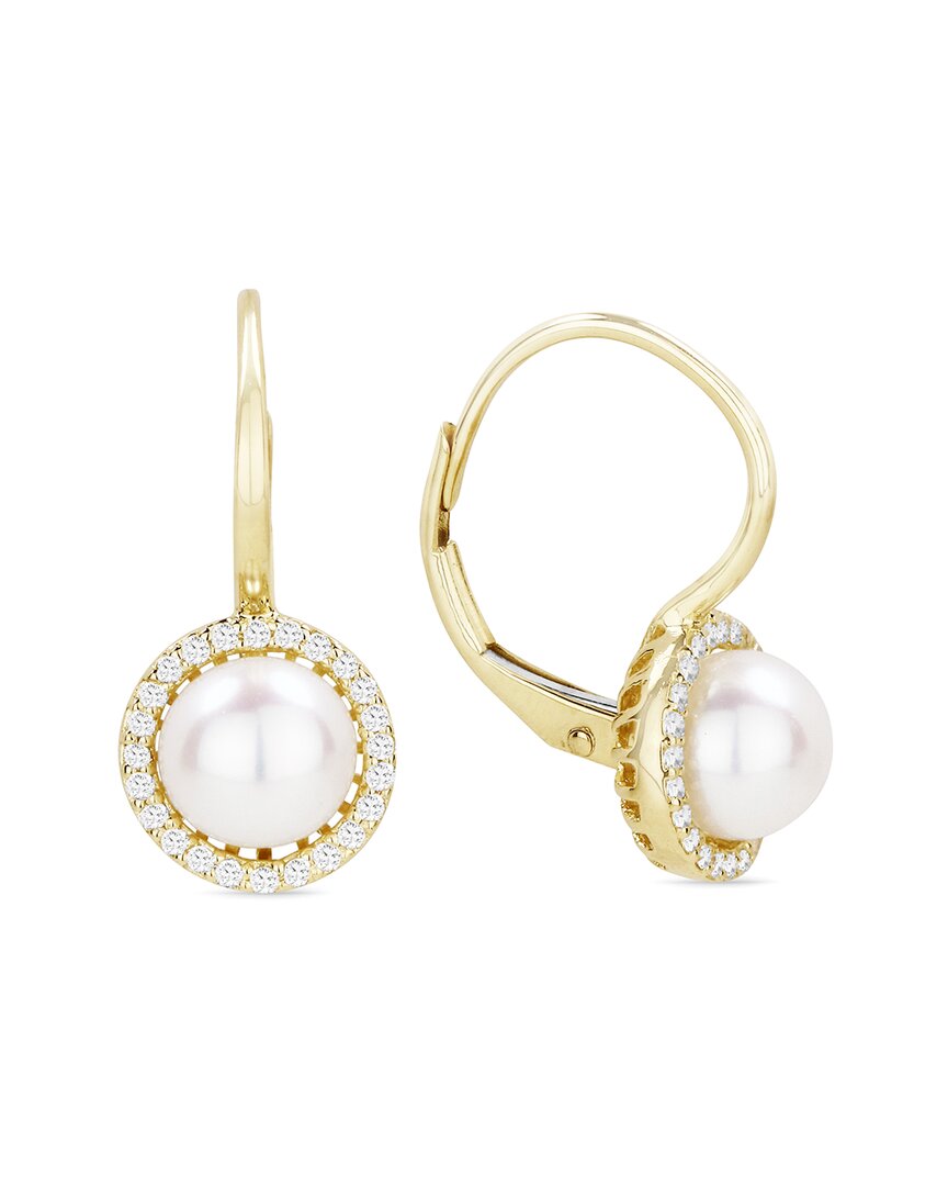 Pearls 14k 0.16 Ct. Tw. Diamond & Pearl Dangle Earrings