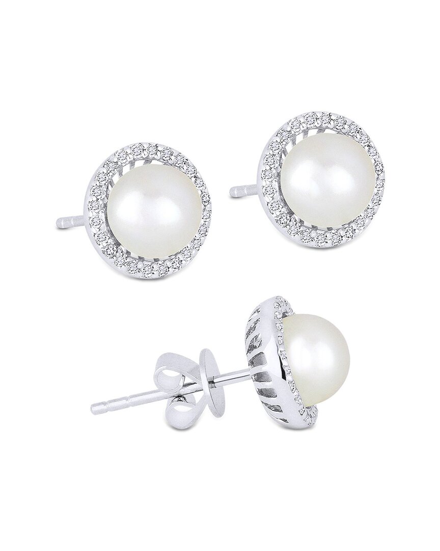 Pearls 14k 0.16 Ct. Tw. Diamond & Pearl Studs