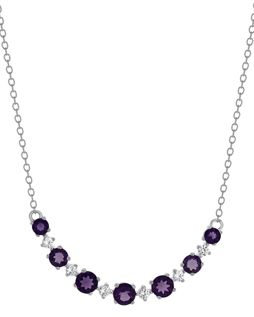 Lab Grown Gemstones Silver Lab-grown Diamond & Gemstone Necklace