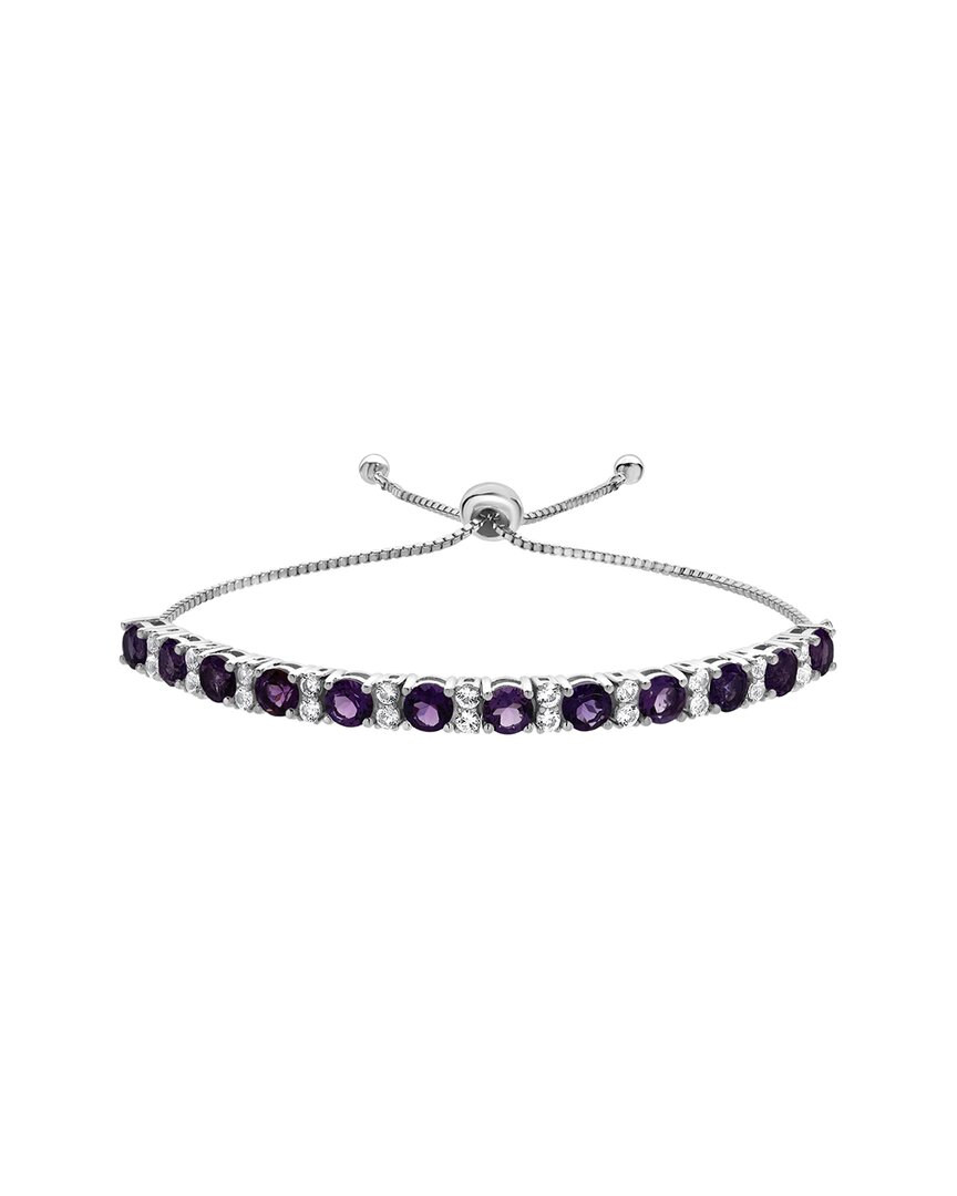 Lab Grown Gemstones Silver Lab-grown Diamond & Gemstone Bolo Bracelet