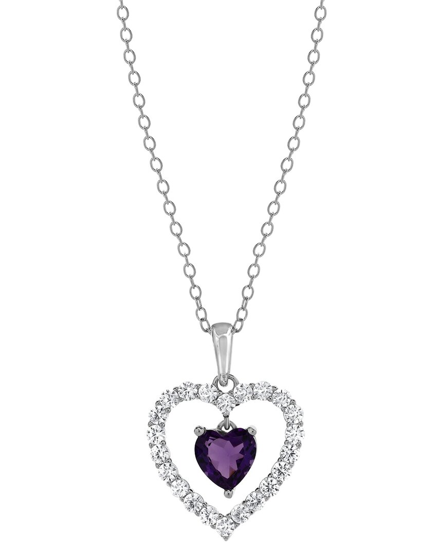 Lab Grown Gemstones Silver Lab-grown Diamond & Gemstone Pendant