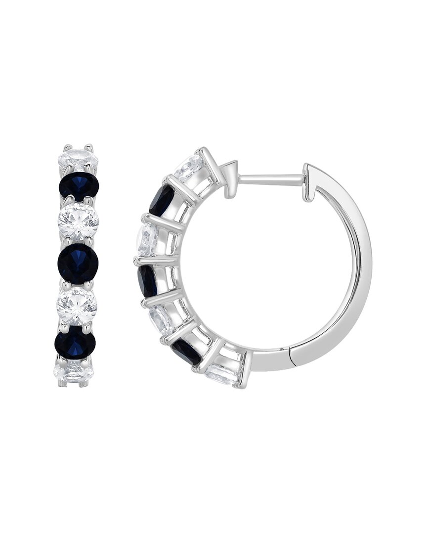 Lab Grown Gemstones Silver Lab-grown Diamond & Gemstone Hoops