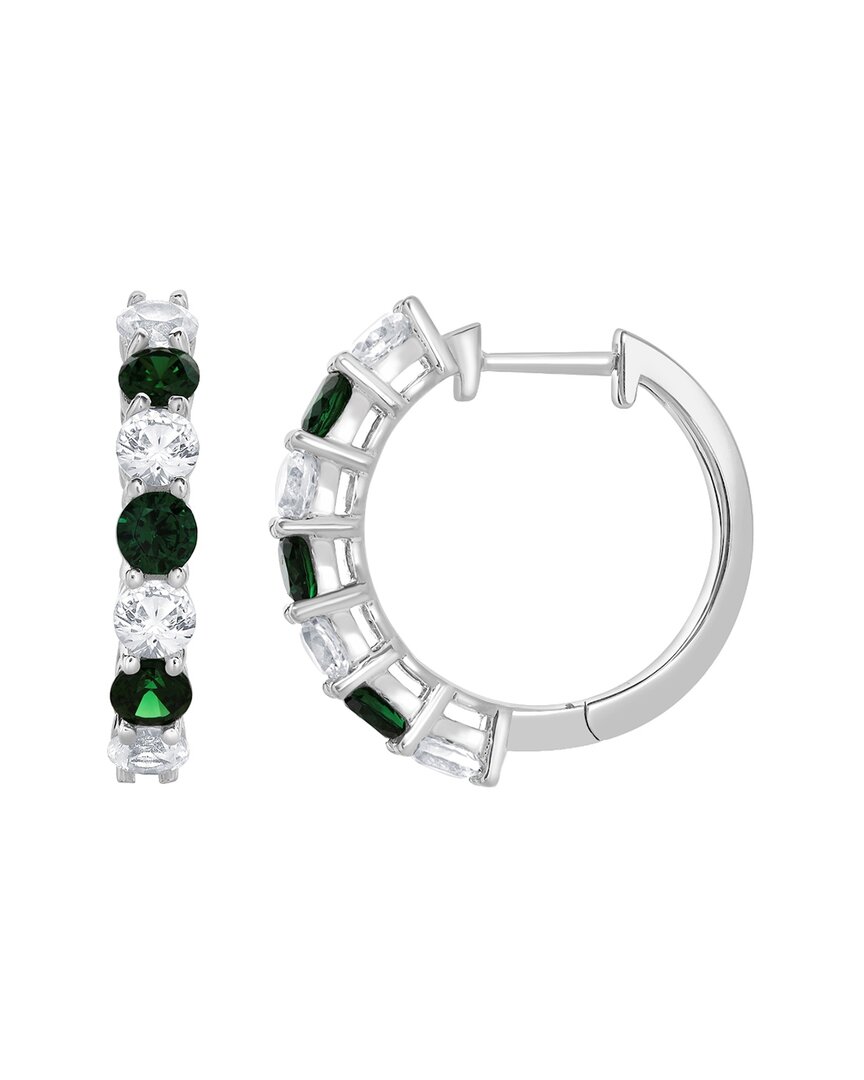 Lab Grown Gemstones Silver Lab-grown Diamond & Gemstone Hoops