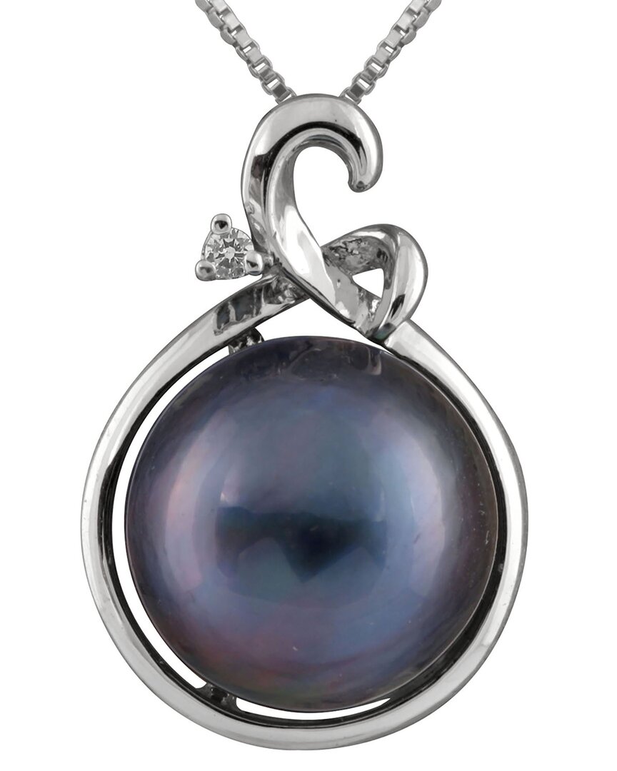 Splendid Pearls Silver 10-11mm Pearl Cz Pendant In Metallic