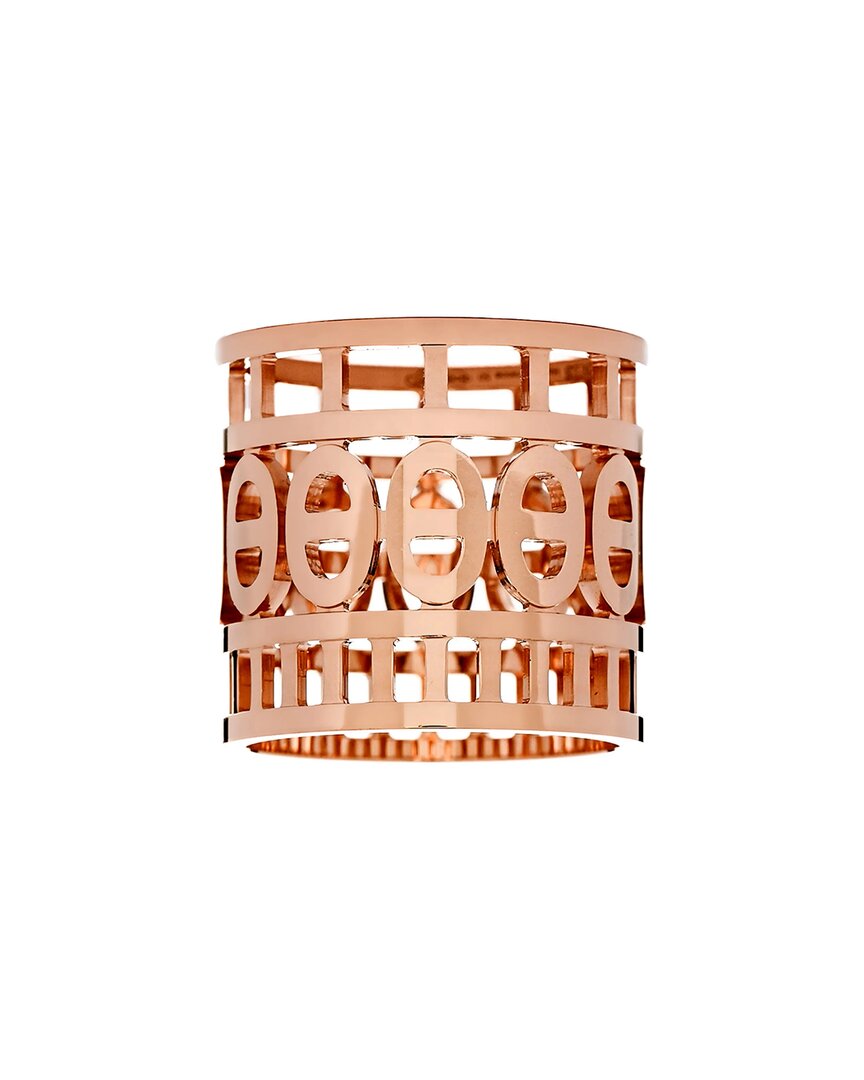 Pre-owned Hermes Hermès 18k Rose Gold Chaine D'ancre Ring (authentic )