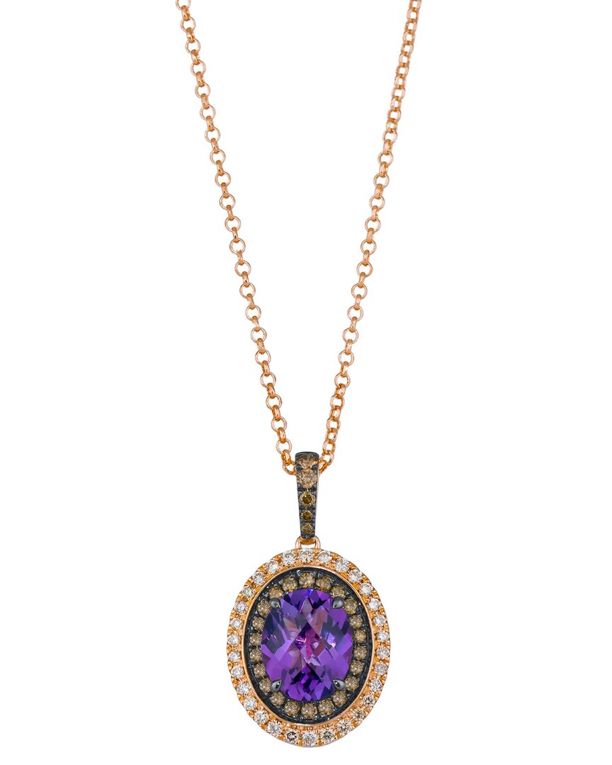 Le Vian ® Dark Amethyst 14k Rose Gold 2.95 Ct. Tw. Diamond & Dark Amethyst Pendant