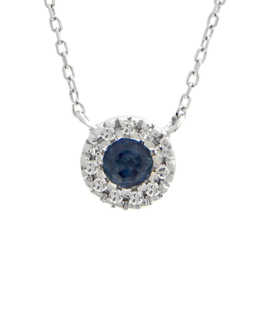 Gemstones Halo 14k 0.20 Ct. Tw. Diamond & Sapphire Necklace