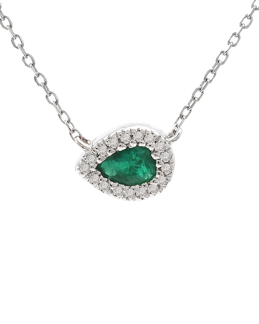 Gemstones 14k 0.22 Ct. Tw. Diamond & Emerald Necklace