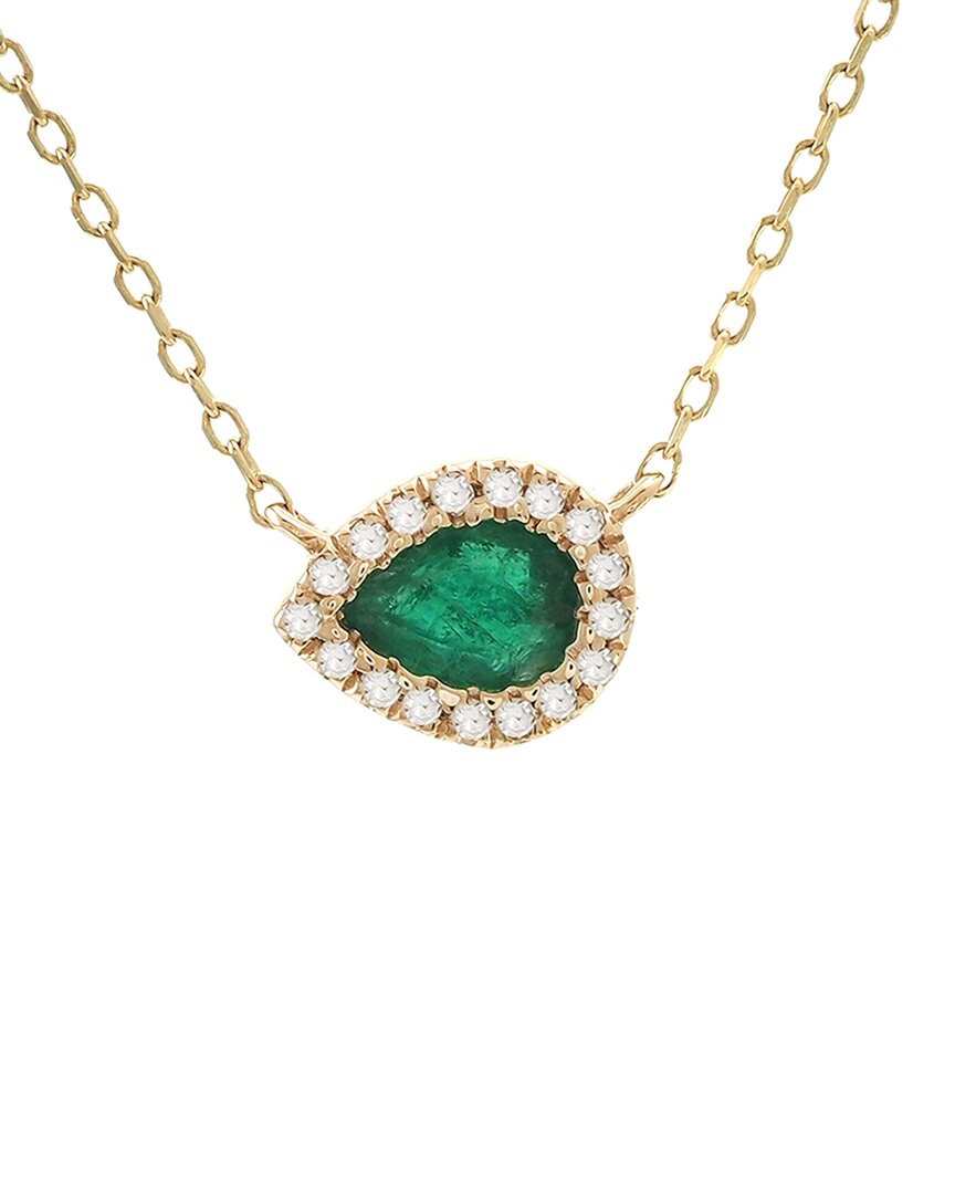 Gemstones 14k 0.22 Ct. Tw. Diamond & Emerald Necklace