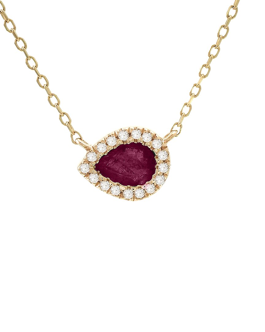 Gemstones 14k 0.21 Ct. Tw. Diamond & Ruby Necklace