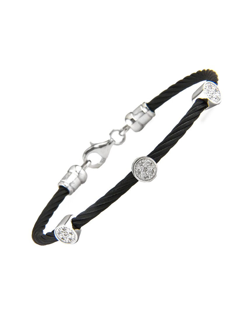 Diamond Select Cuts Round Silver & Stainless Steel 0.05 Ct. Tw. Diamond Bangle Bracelet